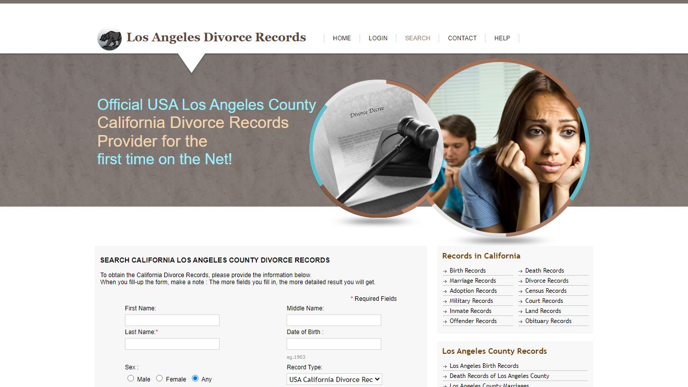 Los Angeles County Divorce Records. Public Records ...